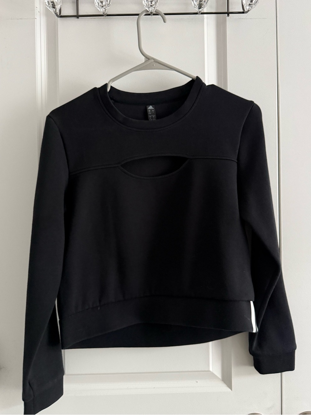 adidas Black Women's Cropped Crewneck Sweatshirt with Front Keyhole